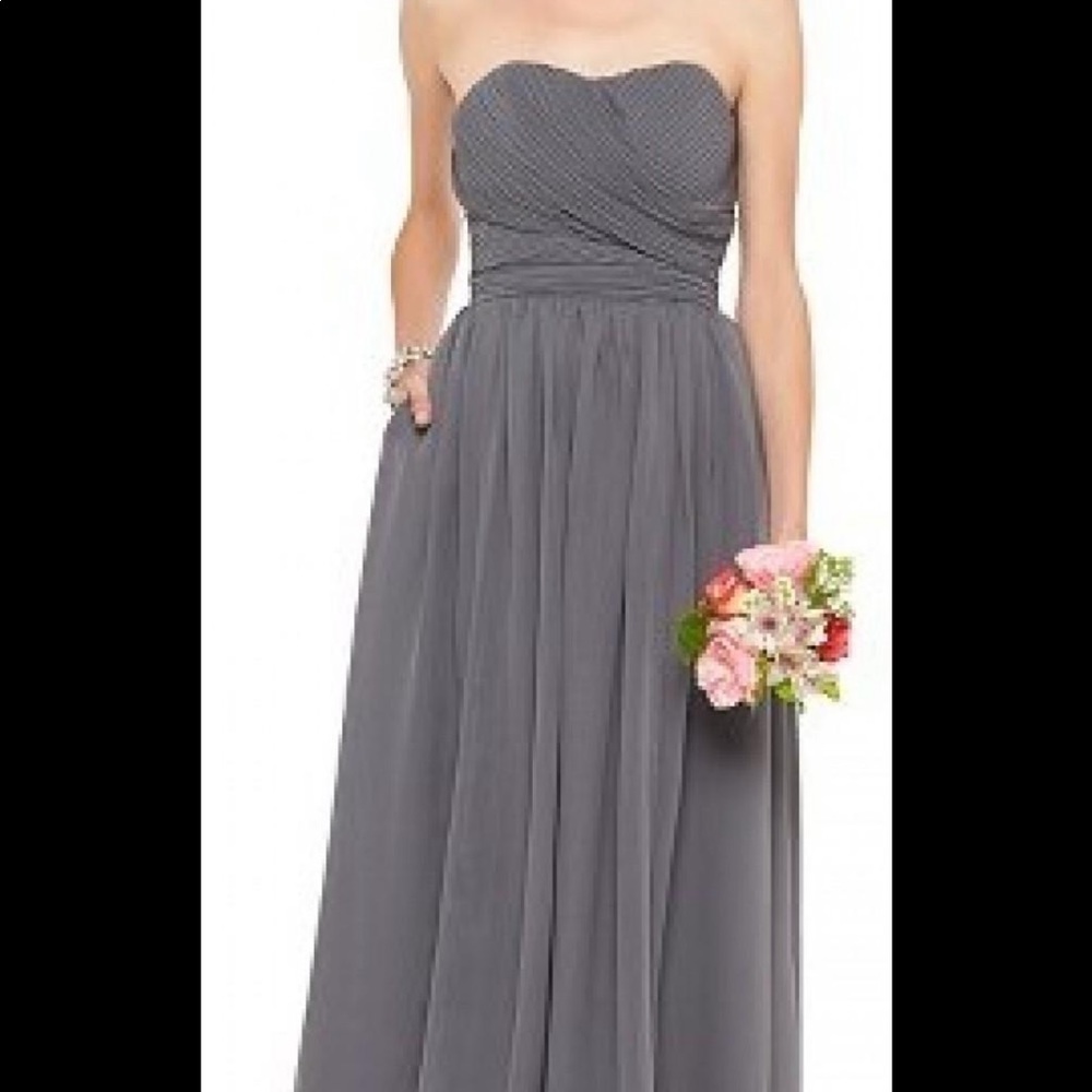 Tevolio brown strapless bridesmaids dress